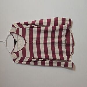 Weavers small long sleeve striped blouse with lace